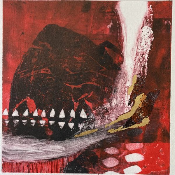 Monoprint with copper leaf