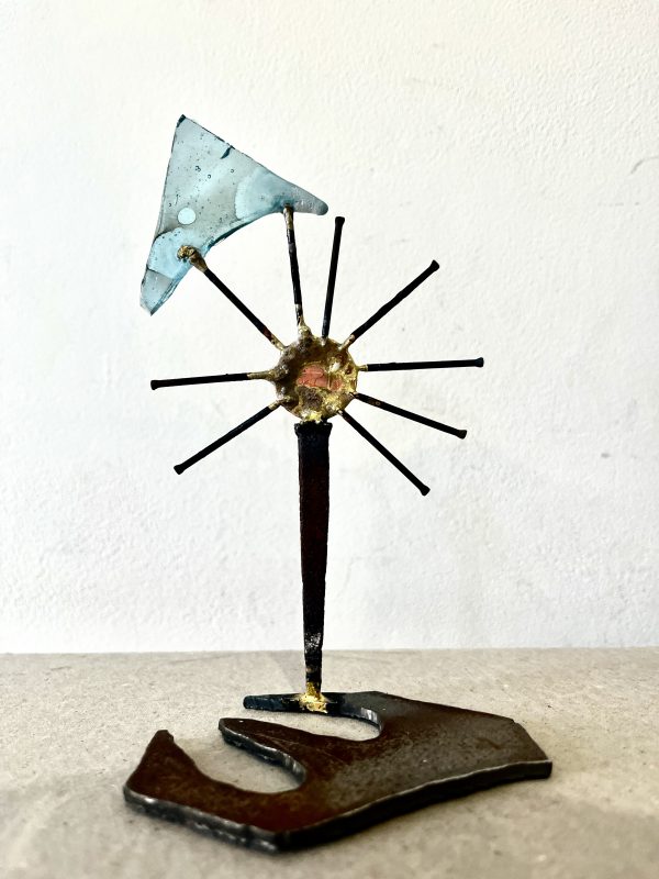 Metal, penny, nails, glass